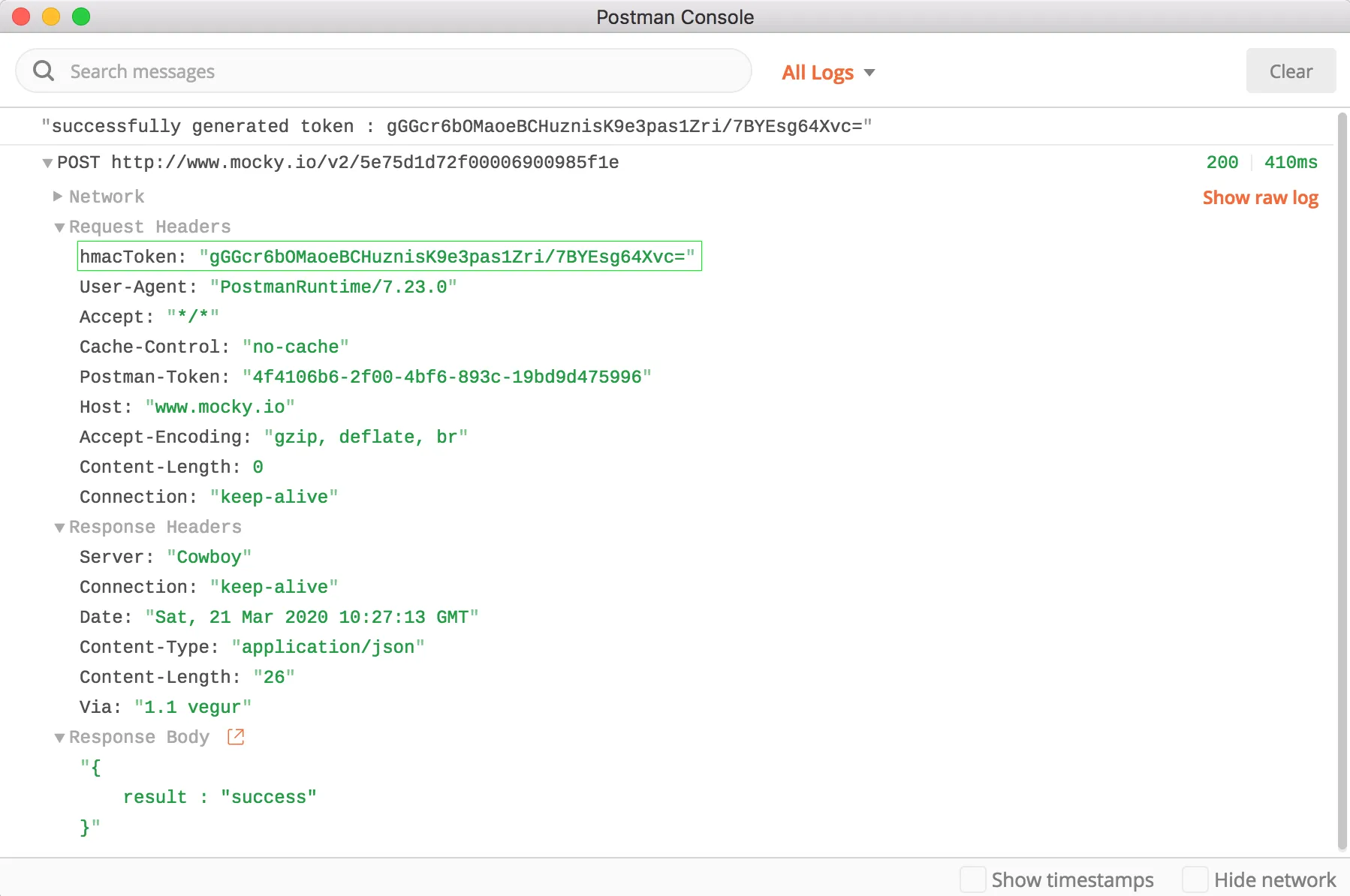 Postman Console