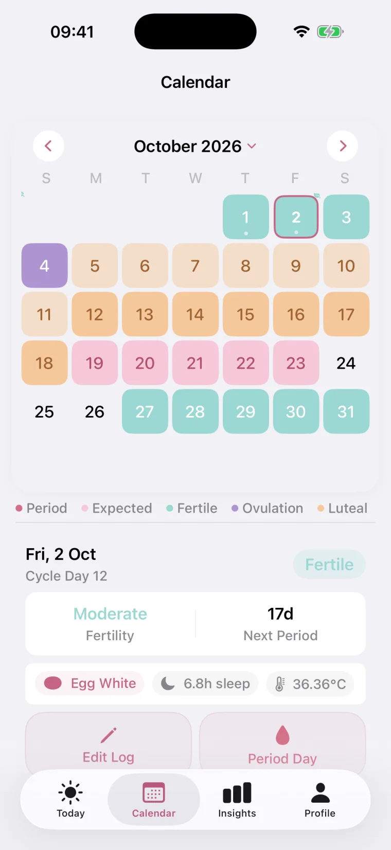 Iris calendar with each phase coloured