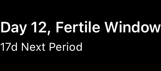 Rectangular Lock Screen widget: day 12, fertile window, 17 days to next period