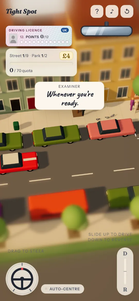 Tight Spot on a phone: steer with one thumb, drive with the other